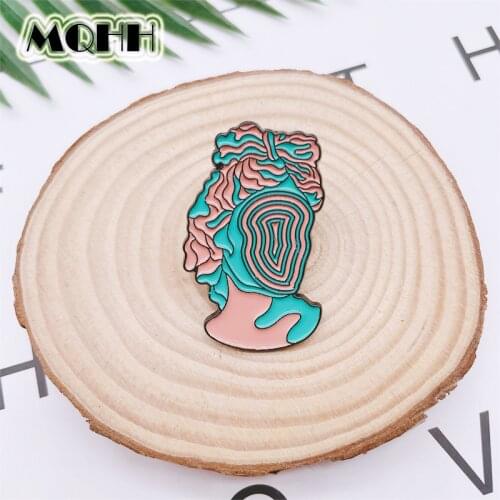 Creative Fun Sculpture Segmentation Avatar Enamel Pins Character Alloy Brooch Badge Punk Accessories Woman Jewelry Gift For Kid