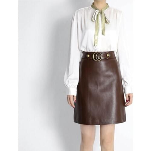 Women Short Skirt 100% Natural Sheepskin Genuine Leather 2020 Fashion Female Short Design A Real Slim Hip Skirt H65