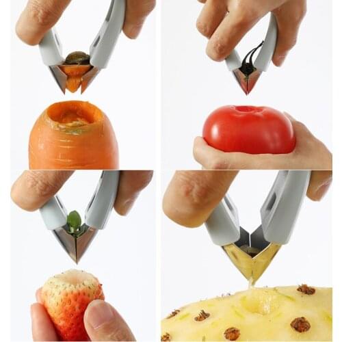 1Pcs Multi-function Stainless Steel Cutter Tomato Leaf Stem Remover Pineapple Eye Peeler Fruit Seed Remover Kitchen Tool