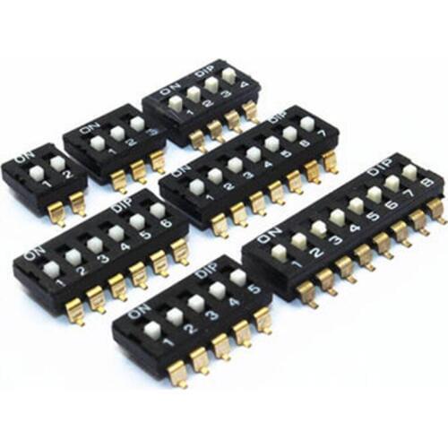 10pcs/lot SMD SMT Slide Type Switch Module 2P 3P 4P 5P 6P 8P 2.54mm Position Way DIP Black Pitch Toggle Switch Black Snap Switch