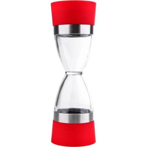 2 in 1 Salt and Pepper Mill Hourglass Shape Spice Grinder Shaker Kitchen Gadgets Cooking Tools Manual Pepper Grinder,Red