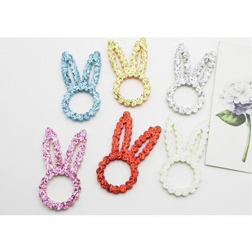 20-100Pcs Cute Rabbit/Heart Glitter Appliqued DIY Craft Kids Supplies Kids Hair Accessories Gifts Packaging Materials Embossing