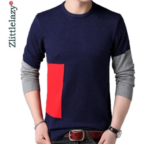 2020 casual knitted O neck sweater men pullover clothing fashion tops clothes knit contrast warm mens sweaters pullovers 91504