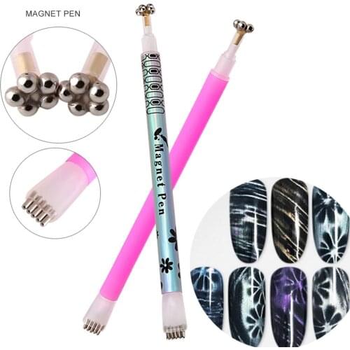 3PC Nail Double-headed Cat-eye Magnet Pens Magical Stick DIY Magnetic Pen Plum-potted 3D Magnetic Styling Pens