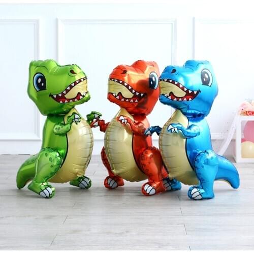 3pcs/lot Green Dinosaur Standing Foil Balloons Dinosaur Party Supplies kids Birthday Decoration Balloon Jungle Animal Globos