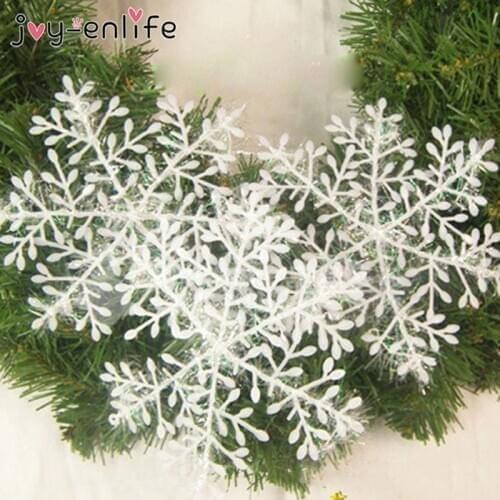 30pcs White Plastic Fake Snowflake Christmas Party Hanging Pendants New Year Xmas Tree Ornaments Noel New years eve decorations