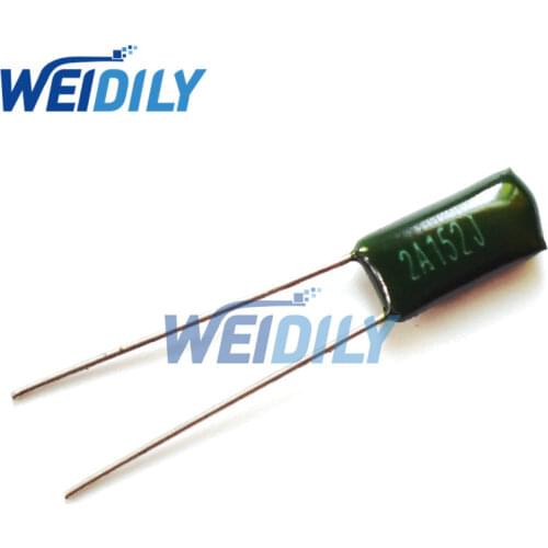 100PCS/LOT 2A152J 100V 1.5NF 0.0015UF 2A152 Polyester Film Capacitor Capacitance