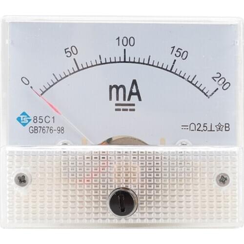 85C1-UA Ammeter Mechanical Pointer Type Analog Current Panel Meter Current Meter DC 50/100/200/500UA