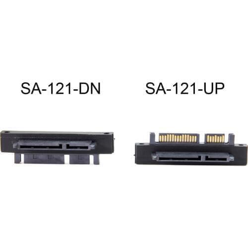Jimier Extension Adapter Convertor SATA 22Pin 7+15 Male to SATA 22P Female 90 Degree Up Angled Down angled Black