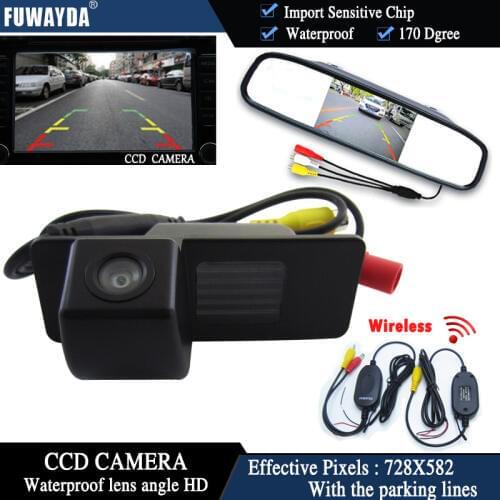 FUWAYDA 4.3 Inch Long Mirror Monitor Wireless CCD Car RearView Camera For Chevrolet Aveo Trailblazer Opel Mokka Cadillas SRX CTS