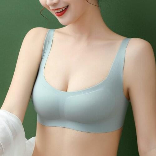 No Trace No Steel Ring One Piece Women Underwear Vest-style Bra Big Breasts Gathered Pure Color Bra Women Sports Bra back bra