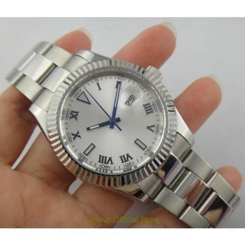 Sapphire crystal 40mm GEERVO white dial Asian Automatic Self-Wind movement mens watch luminous Mechanical Wristwatches 92