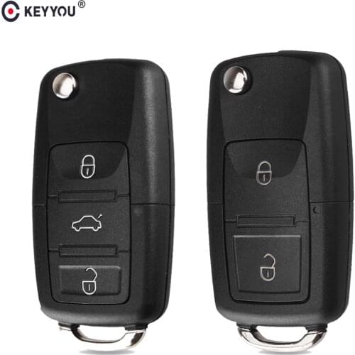KEYYOU 2 Button Folding Car Remote Key Flip Folding Key Shell Case For Volkswagen Vw Jetta Golf Passat Beetle Skoda Seat Polo B5