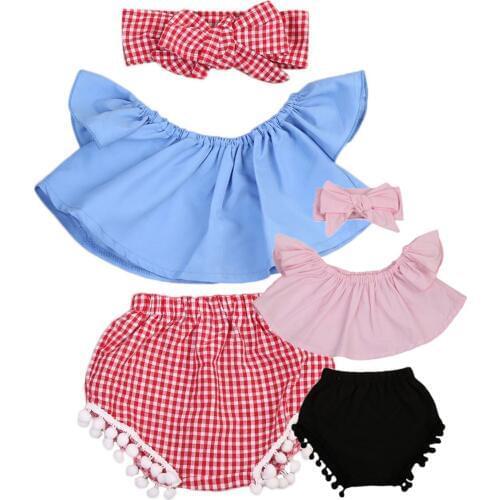 Citgeett Newborn Baby Girl Clothes Set Off Shoulder Top T-Shirt+Shorts 3PCS Set Outfit Clothes 0-24M