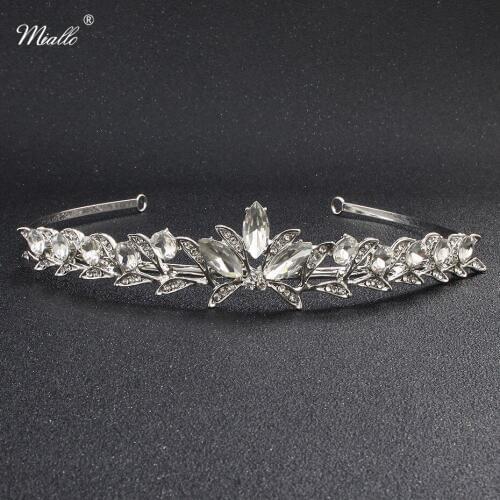 Miallo Fashion Tiaras and Crowns Women Princess Diadem Austrian Crystal Stone Hair Jewelry Accessories Wedding Hair Ornaments