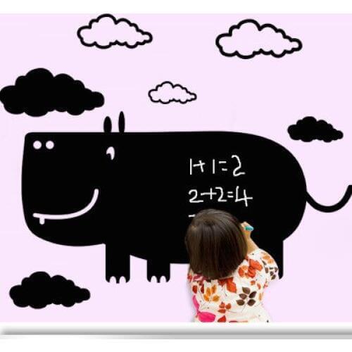 DIY Cartoon Blackboard PVC Wall Sticker Rhinoceros Animal Chalk Board Stickers Home Decal Kids Room Wall Decor Nursery Poster