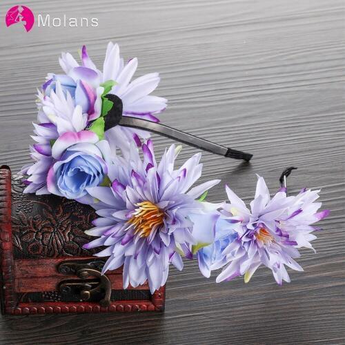 MOLANS Flowers Garland Handmade Elegant Flower Crown Headband for Bridal Wedding Haccessories Festival Art Photography Headwear