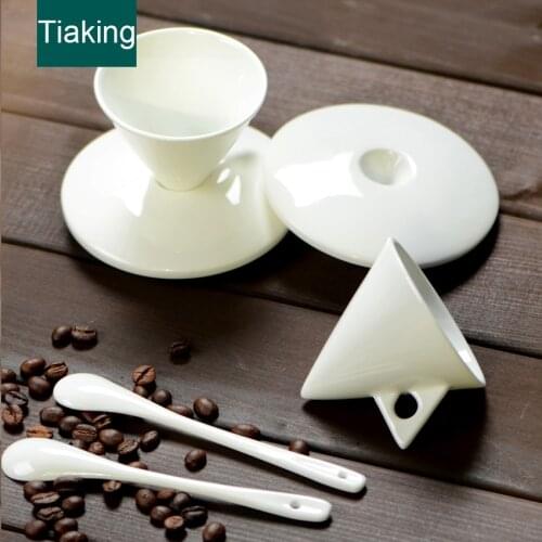 Tiaking Porcelain ceramic coffee cup and saucer set Bone China Simple European Coffee Cup Pure White Afternoon tea cup