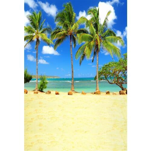 Tropical Trees Backdrops for wedding photography 10x10ft gold beach blue ocean photo background backdrops summer holiday props