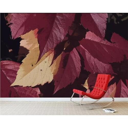 Beibehang Custom photo wallpaper mural red leaves watercolor style Nordic minimalist TV backdrop wallpapers for living room