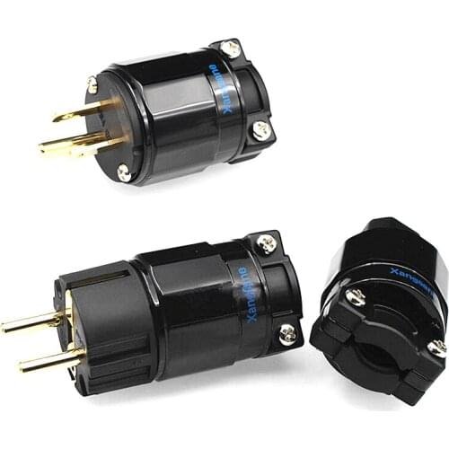 HIFI Audio Adapter Gold-Plated US / EU Power Plug & IEC Connector for DIY Power Cable Amplifier 250V 15A