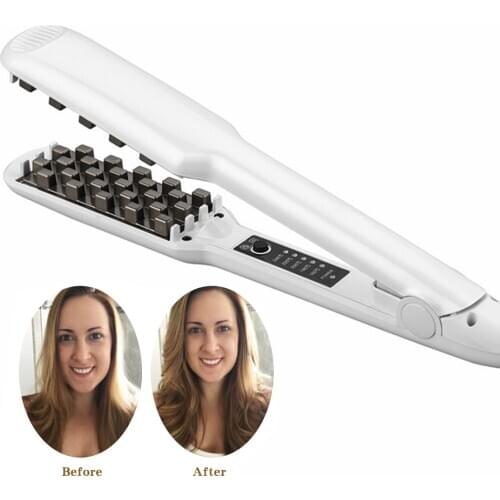 Ceramic Fluffy Hair Straightener Iron Lattice Heating Plates Wave Iron 3D Styler Crimping Corrugated Fluffy Artifact Salon Tool