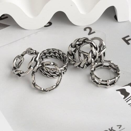 Ins Hip-hop Punk Sterling Stainless Steel Chain Ring for Man or Women Couple Fashion Jewelry Not Fade Drop Shipping