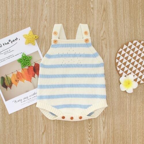 Baby Bodysuits Newborn Bebes One-Piece Bodysuits for Infant Boys Girls Jumpsuits Tops Cute Stripe Knitted Children Costumes 0-2Y