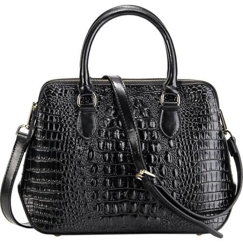 Longlight Lady Split Leather Handbag Women Fashionable Crocodile Pattern Leather Shoulderbag Woman Classical Tote Crossbody Bag