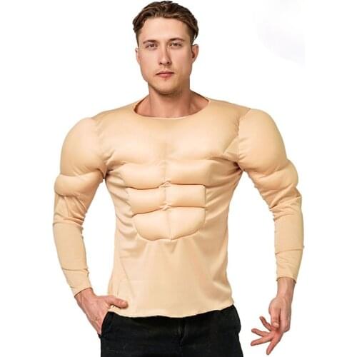 Cosplay Costume Adult Mens Chest Muscle Shirt Halloween Party Costume Strong Muscle Vest Carnival Top