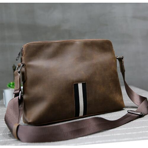 Mens Shoulder Bag Zipper Open Casual Trendy Men Crossbody Bag England Style Handbag Sacoche Homme