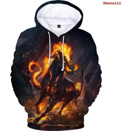 Sweatshirt Men Horse Print Long-Sleeve Sweatshirt Fashion Tracksuit Winter Autumn Men Sweat Oversize Harajuku Hoodies Streetwear