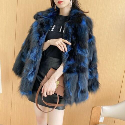 New real genuine natural fox fur coat women fashion English collar jacket outwear custom any size