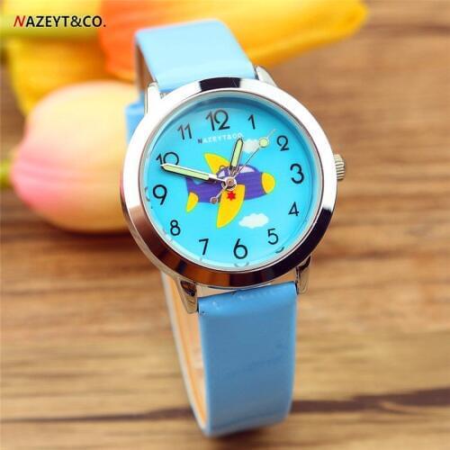 2019 new arrived kids student leather watch NAZEYT high quality luminous hands aircraft dial boys girls quartz Reloj infantil