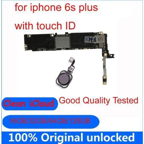 Original motherboard for iphone 6s plus 16GB 64GB 128GB with / without Touch ID unlocked IOS Mainboard for iphone 6sp+full chips