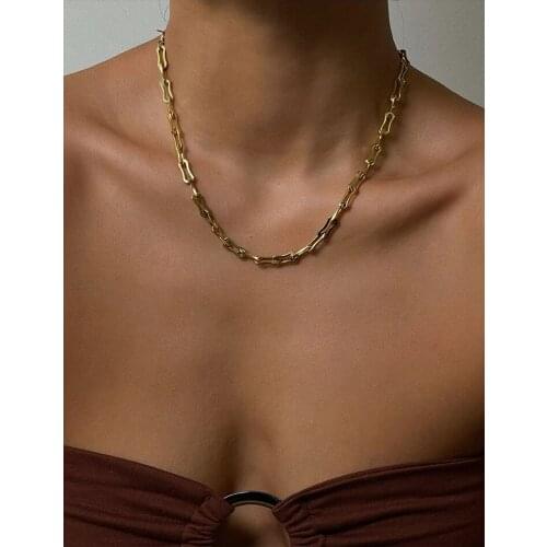 Timeless Wonder Titanium Pave Geo Chains Choker Necklace for Women Kpop Designer Ins Gift Goth Egirl Date Not Fade Rare New 2522