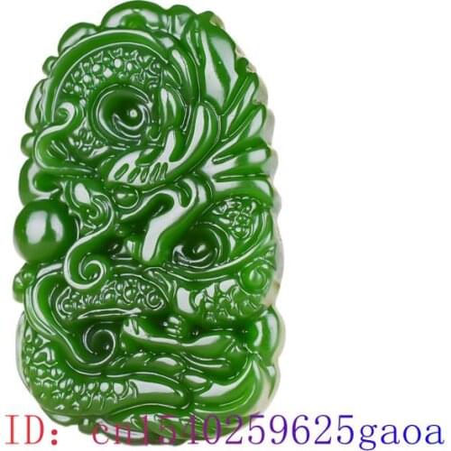 Green Jade Dragon Pendant for Jewelry Fashion Jadeite Chinese Gifts Carved Charm Necklace Amulet Natural Women