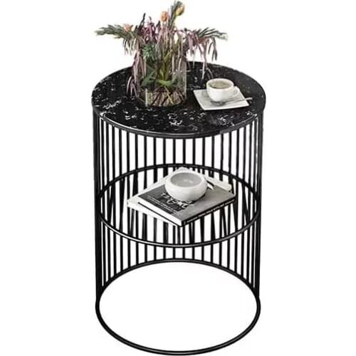 Nordic marble side sofa side cabinet bedside small round table mini light luxury movable small tea table corner table