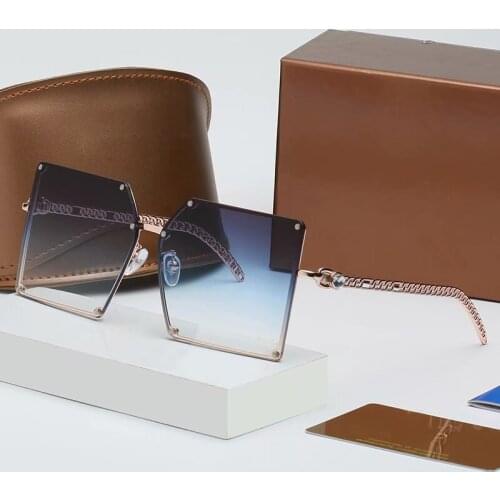 Ladies Oversized Sunglasses Gradient Color Glasses Top Brand Designer Square Sun Glass Driving Shopping Mirror Womens Eyewear