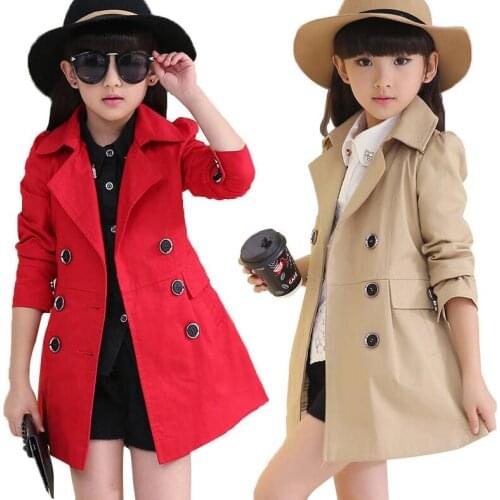 2021 Spring Autumn Girls Trench Coats Fashion Kids Windbreaker Girl Jacket Teenager Outerwear Children Long Clothes