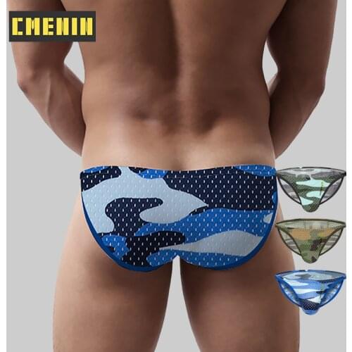 Sexy Underwear Men Briefs Camouflage Men Underwear Mesh Breathable Male Panties Mens Cotton Underpant Jockstrap AD312