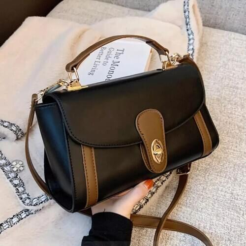 Vintage Khaki PU Leather Crossbody Bags for Women 2021 Simple Totes Shoulder Bag Lady Luxury Handbags and Purses Beautiful