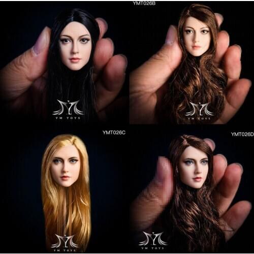 YMT026 1/6 Scale Woman Female Figure Accessory Brown Golden Hair Anna Head Carved Sculpt For 12'' Pale Female Body In Stock