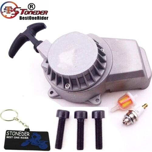 STONEDER Silver Recoil Pull Starter Spark Plug Fuel Filter For 2 Stroke 47cc 49cc Engine Parts Mini Moto Dirt Pocket Bike ATV