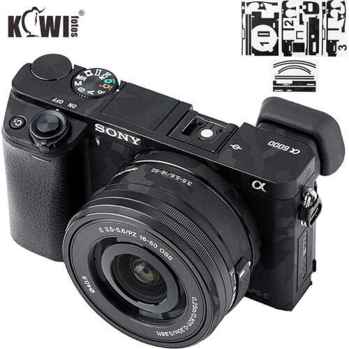Camera Body Sticker Anti-Scratch Cover Protector Film Kit for Sony Alpha A6000 + SELP1650 16-50mm Lens - 3M Sticker Shadow Black