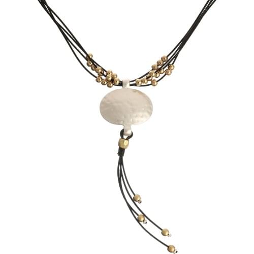 Womens charm retro Bohemian national tassel Pendant Necklace multilayer leather chain clothing jewelry