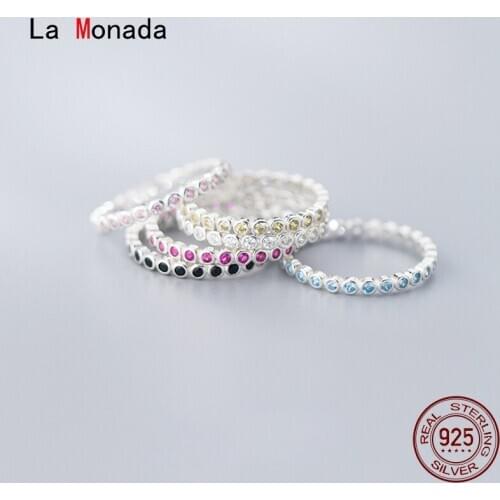 La Monada Finger Women Ring 925 Sterling Silver Full Inlay Minimalist Rings For Women 925 Silver Fine In Jewerly Rings Woman