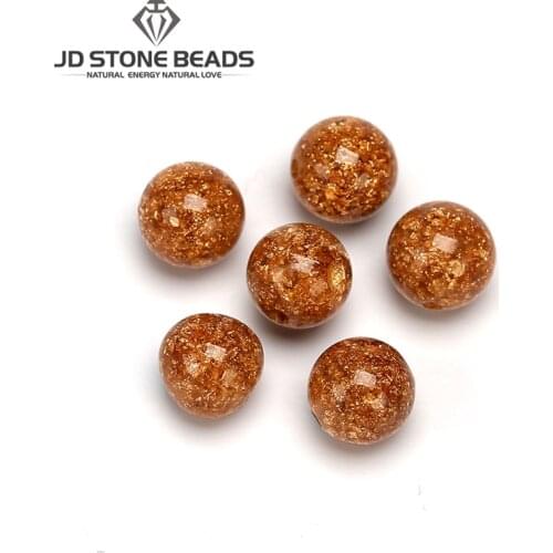 120pcs/bag Gold Foil Spacer Loose Beads Natural Stone Round Beads Accessories 6 8 10 12mm Pick Size For Jewelry Making