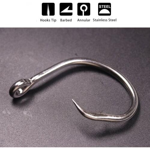 20Pcs Saltwater Circle Hook Stainless Steel Large Baithook For Tuna Shark Halibut Trolling/Boat Fishing Hook 12/0 14/0 16/0 18/0