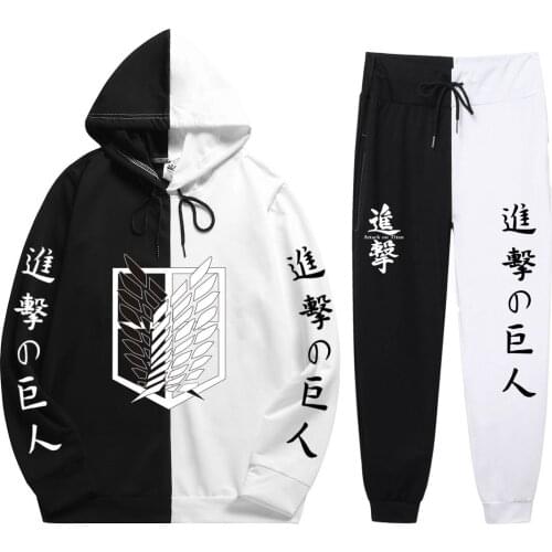 2021 Japanese Anime Attack on Titan Hoodie Pants Casual Men Women Tracksuits Casual Jogging Suits Harajuku